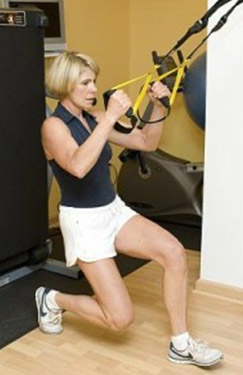 Valerie Paynter, 46. Reverse lunge/row with TRX Suspension System